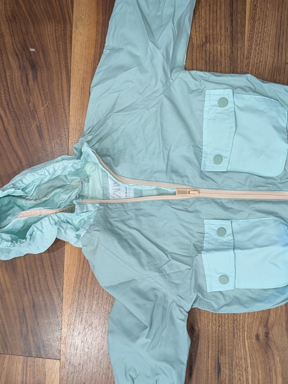 Zara Kids Hooded Raincoat in Mint